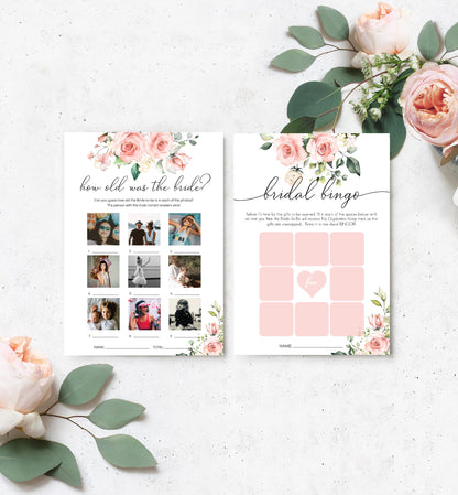 Darcy Floral Pink | Printable Bridal Shower Games Bundle Template - Black Bow Studio