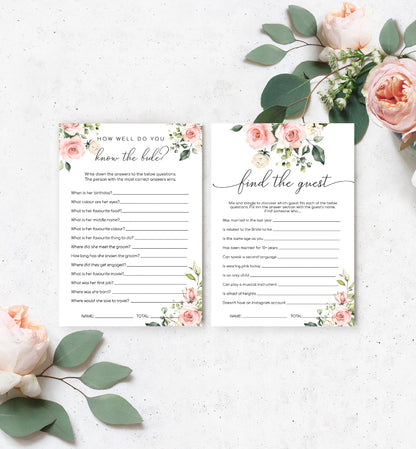 Darcy Floral Pink | Printable Bridal Shower Games Bundle Template - Black Bow Studio