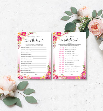 Meadow Hot Pink | Printable Bridal Shower Games Bundle