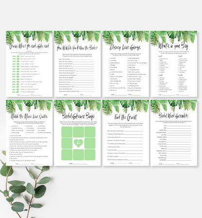 Nantucket Palm | Printable Bridal Shower Games Bundle - Black Bow Studio