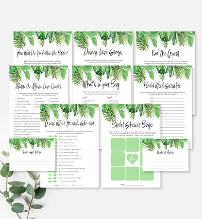 Nantucket Palm | Printable Bridal Shower Games Bundle - Black Bow Studio