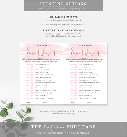 Watercolour Pink | Printable Bridal Shower Games Bundle Template