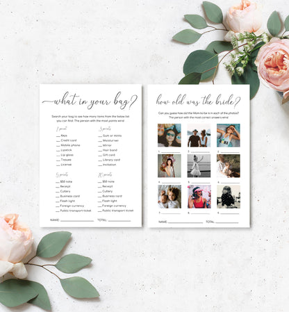 Quinn Script White | Printable Bridal Shower Games Bundle