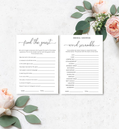 Quinn Script White | Printable Bridal Shower Games Bundle