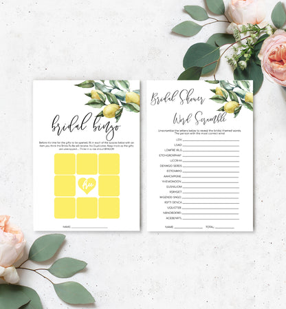 Tuscan Lemons | Printable Bridal Shower Games Bundle - Black Bow Studio