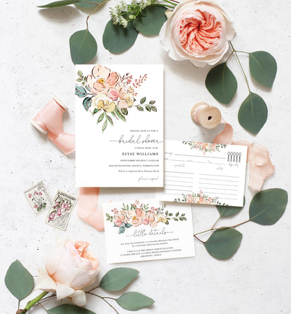 Cambridge Floral Multi | Printable Bridal Shower Invitation Suite Template - Black Bow Studio