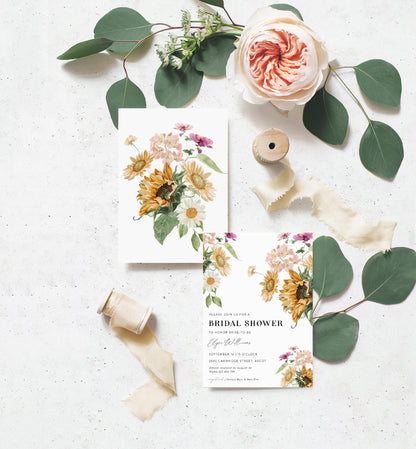 Mews Floral White | Printable Bridal Shower Invitation