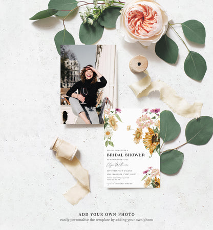 Mews Floral White | Printable Bridal Shower Invitation