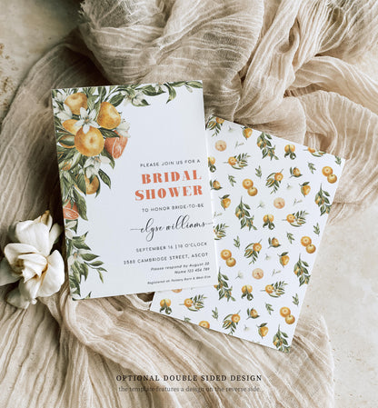 Clementine White | Printable Bridal Shower Invitation Template