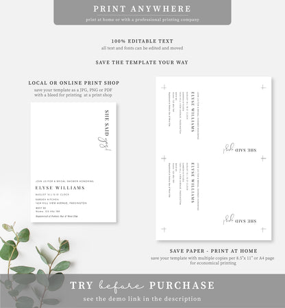 Estelle White | Printable Bridal Shower Invitation