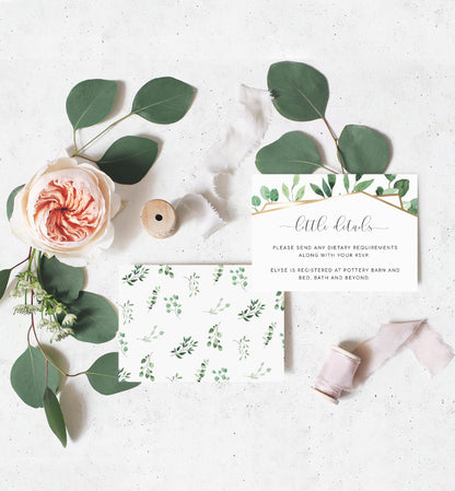 Everly Greenery | Printable Bridal Shower Invitation Suite Template