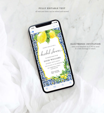 Positano Lemons | Smartphone Bridal Shower Invitation Template