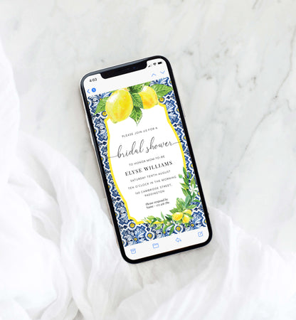 Positano Lemons | Smartphone Bridal Shower Invitation Template