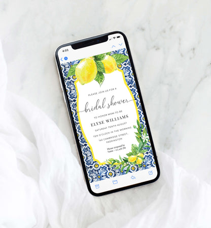 Positano Lemons | Smartphone Bridal Shower Invitation Template