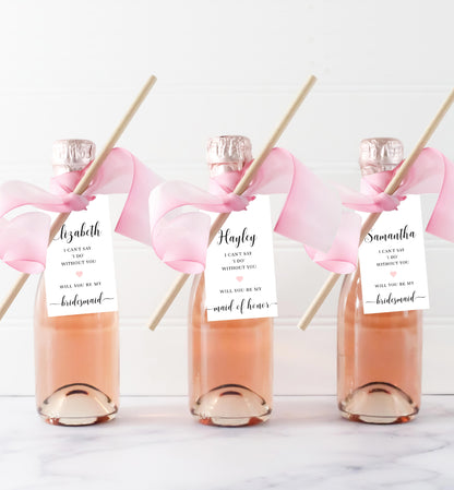 Leyton White | Printable Bridesmaid Proposal Wine Label and Tag