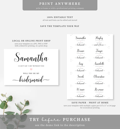 Leyton White | Printable Bridesmaid Proposal Wine Label and Tag