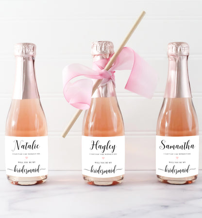 Leyton White | Printable Bridesmaid Proposal Wine Label and Tag