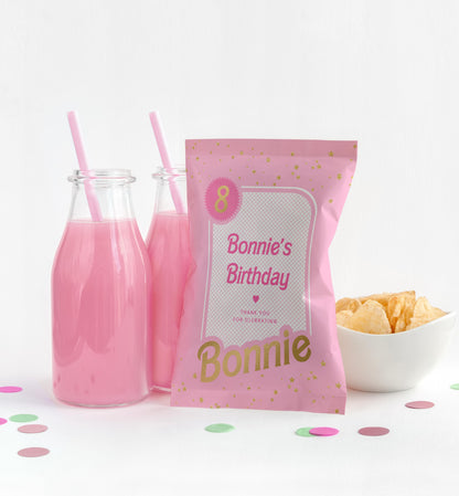 Barbie Party Pink Gold | Printable Chip Packet Favour Template