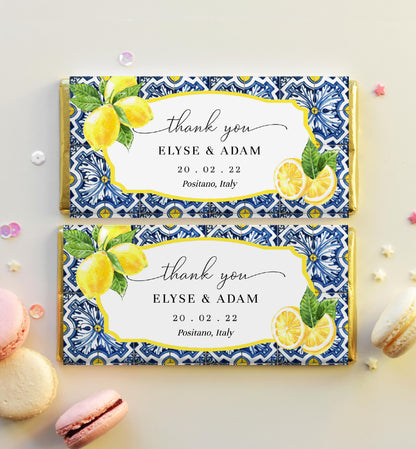 Positano Lemons | Printable Chocolate Bar Favour Wrappers Template