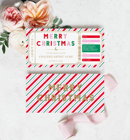 Stripe Multi Gold | Printable Christmas Concert Custom Gift Voucher Template