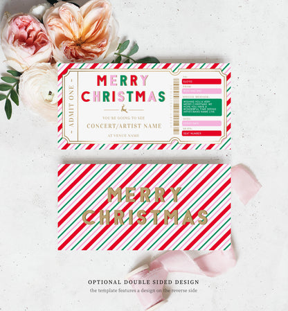 Stripe Multi Gold | Printable Christmas Concert Custom Gift Voucher Template