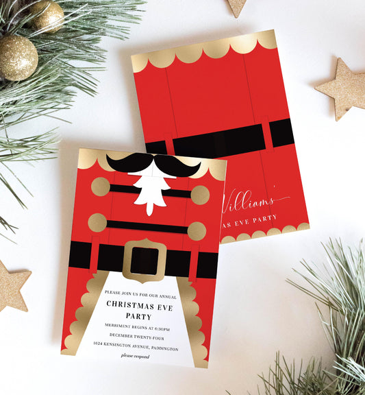 Nutcracker Coat Red | Printable Christmas Party Invitation