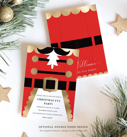 Nutcracker Coat Red | Printable Christmas Party Invitation