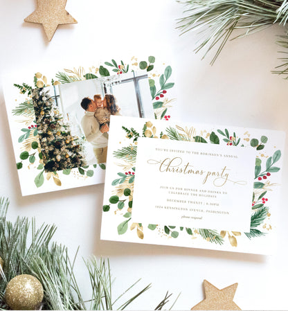 Merriment Christmas | Printable Christmas Party Invitation - Black Bow Studio