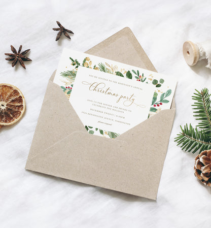 Merriment Christmas | Printable Christmas Party Invitation - Black Bow Studio