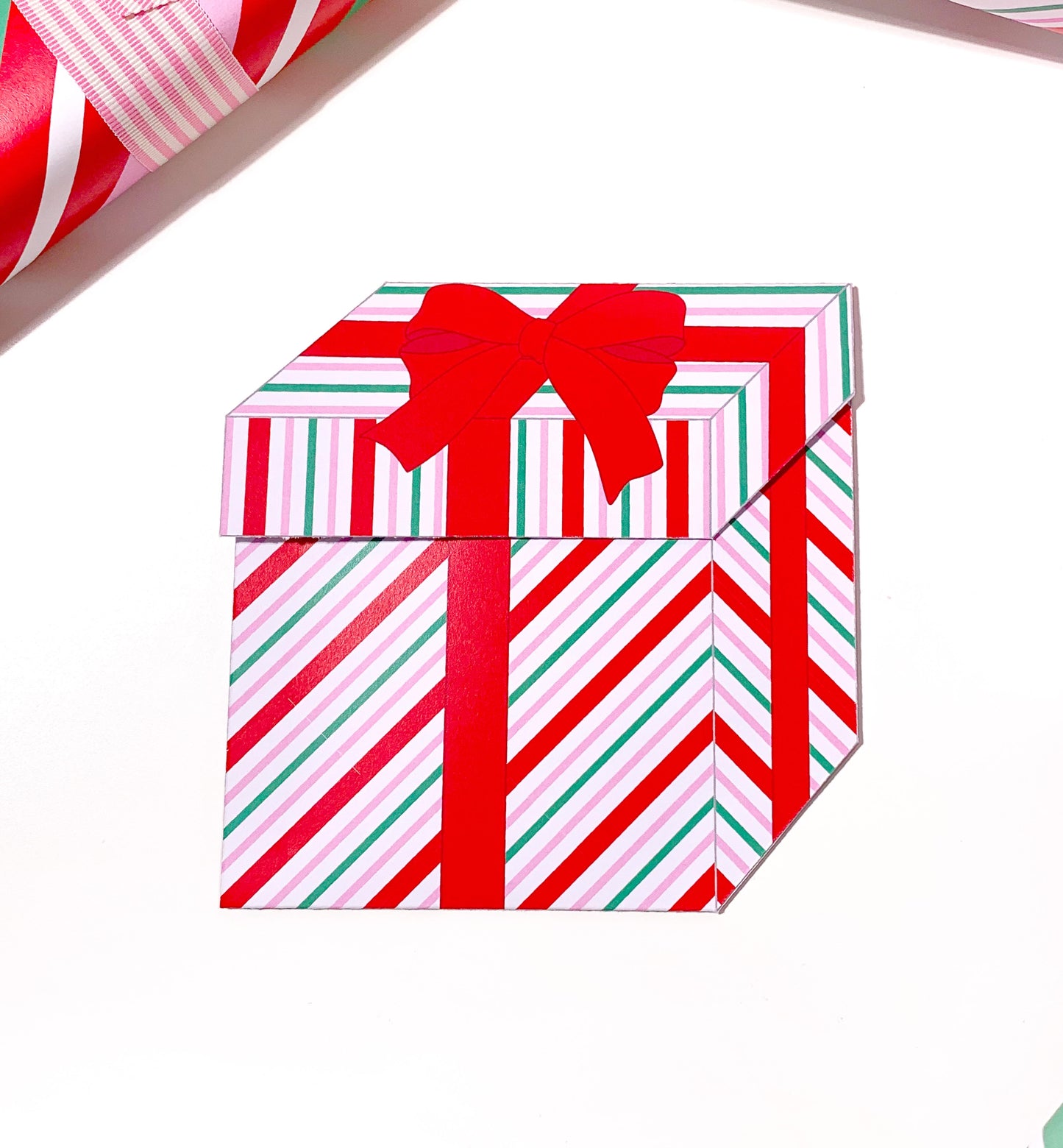 Stripe White Red | Printable Christmas Present Money Wallet Template