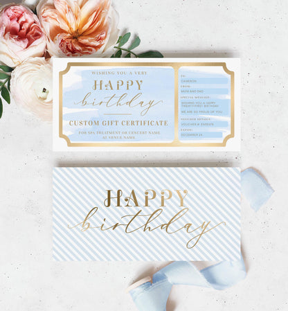 Watercolour Blue | Printable Custom Gift Voucher