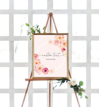 Abbieville Floral Pink | Printable Custom Text Sign Template - Black Bow Studio