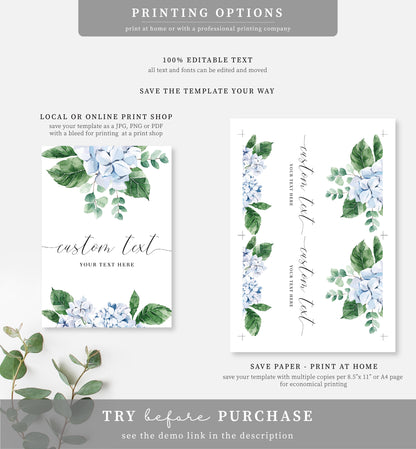 Ferras Blossom Blue | Printable Custom Text Sign