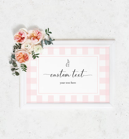 Gingham Pink | Printable Custom Text Sign - Black Bow Studio