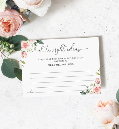 Darcy Floral Pink | Printable Date Night Ideas Sign and Card Template