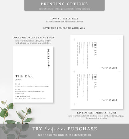 Estelle White | Printable The Bar Menu Sign Template