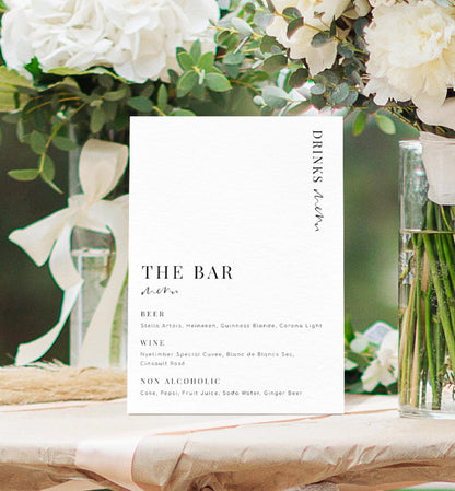 Estelle White | Printable The Bar Menu Sign Template