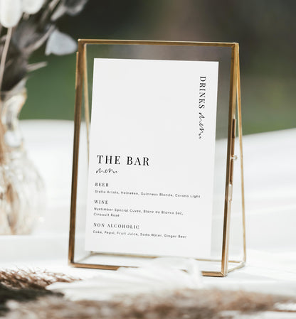 Estelle White | Printable The Bar Menu Sign Template