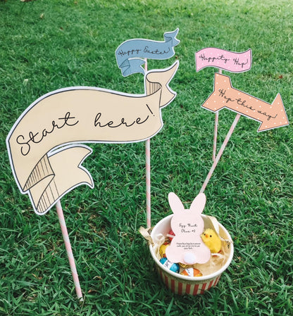 Printable Easter Egg Hunt Clues - Easter Egg Hunt Props - Editable Easter Egg Hunt Game Sign - Easter Bunny