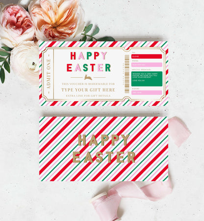 Stripe Multi Gold | Printable Easter Custom Gift Voucher Template