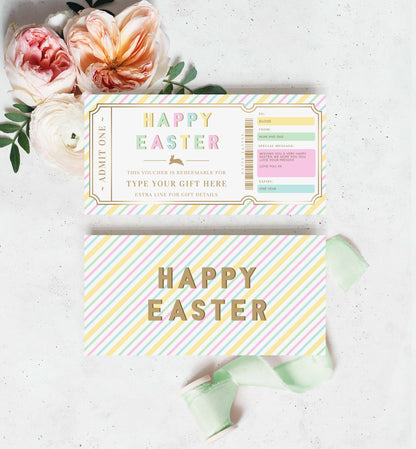 Stripe Pastel Multi | Printable Easter Custom Gift Voucher Template