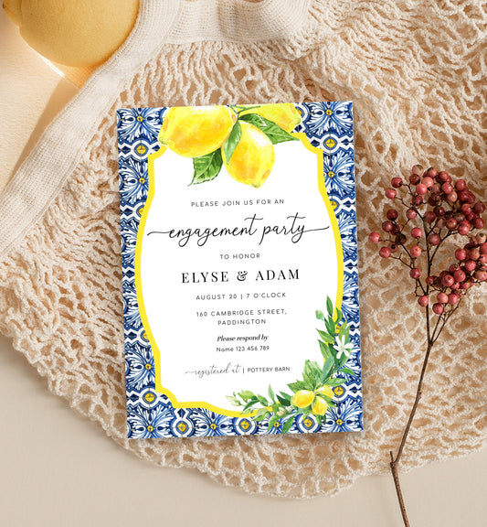 Positano Lemons | Printable Engagement Invitation Template