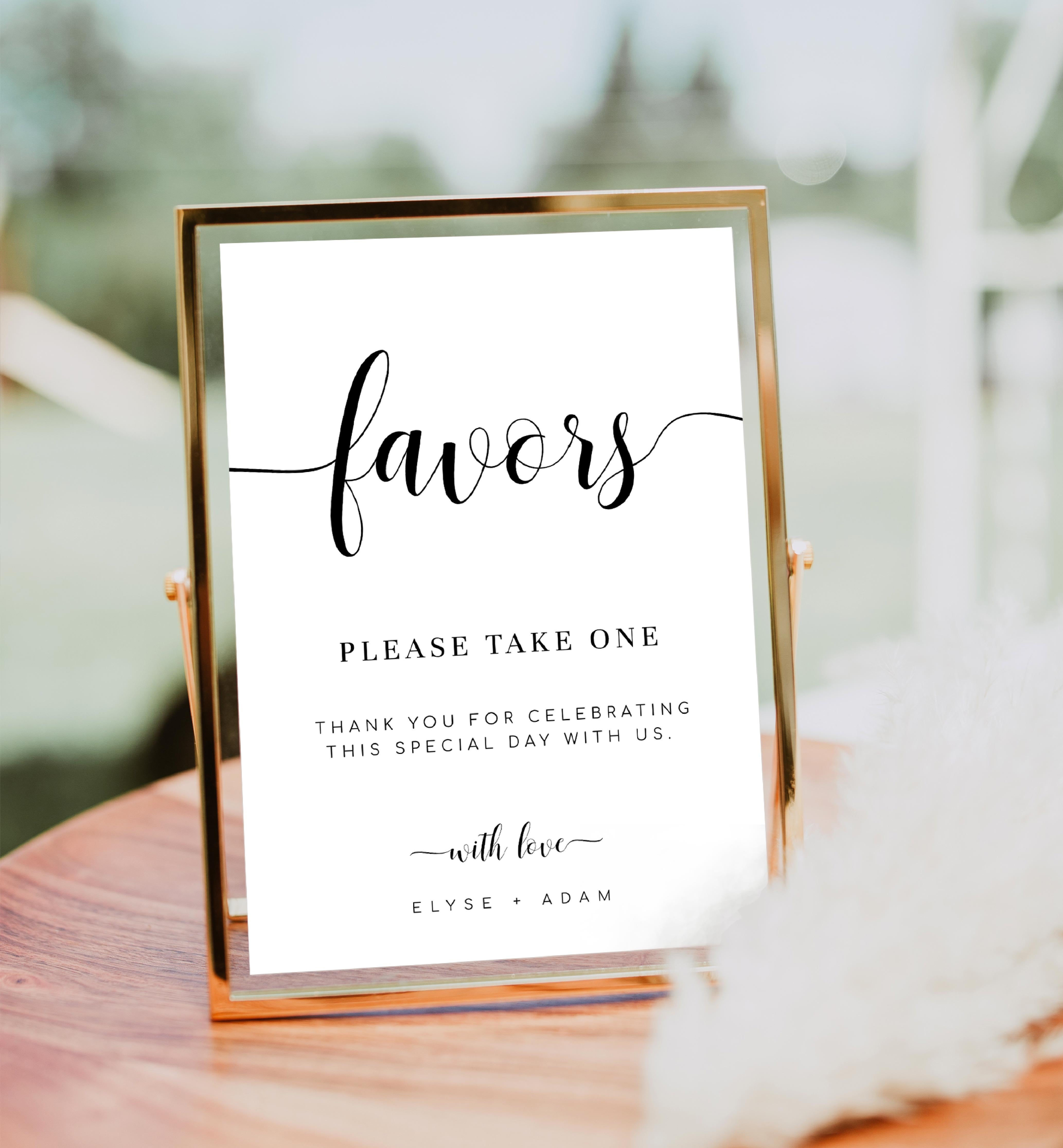 Leyton Script | Printable Favours Sign – Black Bow Studio