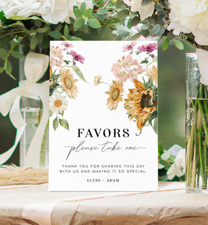 Mews Floral White | Printable Favours Sign Template