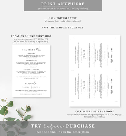 Estelle White | Printable Finer Details and RSVP Card