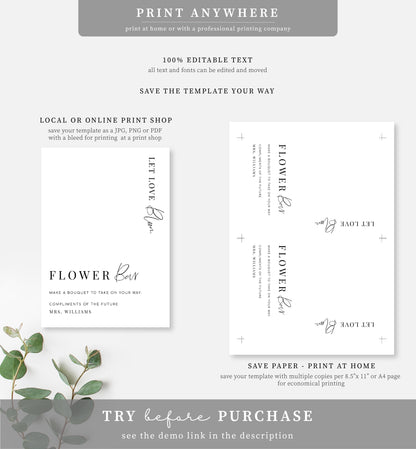 Estelle White | Printable Flower Bar Sign