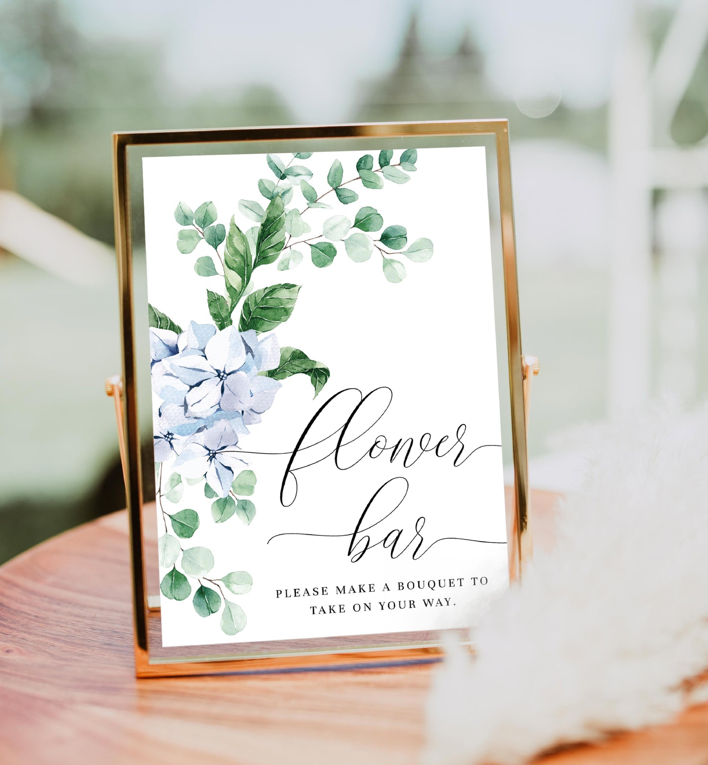 Ferras Blossom Blue | Printable Flower Bar Sign