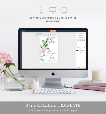 Ferras Blossom Pink | Printable Flower Bar Sign Template