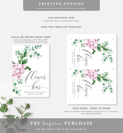 Ferras Blossom Pink | Printable Flower Bar Sign Template