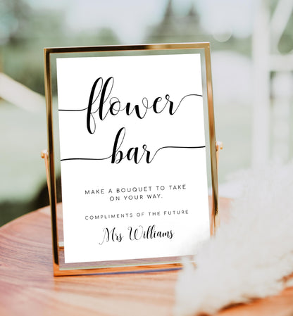 Leyton Script | Printable Flower Bar Sign